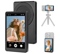 Vlog Selfie Monitor Screen, Magnetic Phone Selfie Monitor Screen 4K/1080p, Wireless Screen Mirroring, Back Camera Monitor for Vlog Live Stream TikTok, Compatible with iPhone & Android (Black)