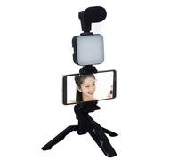 Vlogging Kit - Complete Vlogging Kit with LED Ring Light, Video Recording Tripod Microphone Set for Smartphone Camera, Portable Vlog Maker Equipment, Stand