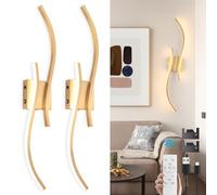 Vloitgol Battery Operated Wall Sconces Light LED with Remote Control, 10000mAh, 3000K-6000K, Gold Rechargeable LED Wireless Wall sconces Set of 2 for Indoor Bedroom Hallway Living Room Bedside, 80cm