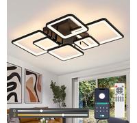 Vloitgol Modern Led Ceiling Lights 80cm Black 6-Square Design 3000K-6500K LED Dimmable Ceiling Lighting Fixture with Remote Control Black Lamp for Bedroom Kitchen Dining Room Office Living Room - 90W