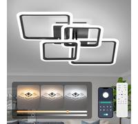 Vloitgol Modern Led Ceiling Lights 84cm Black 4-Square Design 3000K-6500K LED Dimmable Ceiling Lighting Fixture with Remote Control Black Lamp for Bedroom Kitchen Dining Room Office Living Room - 60W