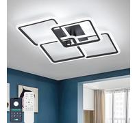 Vloitgol Modern Led Ceiling Lights 84cm Black 4-Square Design 3000K-6500K LED Dimmable Ceiling Lighting Fixture with Remote Control Black Lamp for Bedroom Kitchen Dining Room Office Living Room - 48W