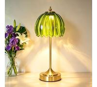 Vloitgol Tulip Table Lamp with 5000mAh Battery & Touch Control, Cordless Small Table Lamp with 3 Colors, Dimmable Rechargeable Table Lamps for Living Room, Bedroom, Bedside, Nightstand (Green Tulip)