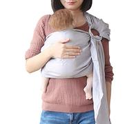 Vlokup Ring Sling Baby Carrier Wrap | Luxury Lightweight Breathable Linen Baby Slings for Infant, Newborn, Kids and Toddlers | Adjustable, Breastfeeding, Shower Gift Grey