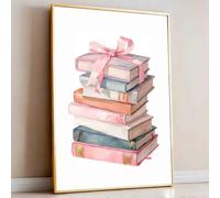 Vlolvfe Book Lover Canvas Wall Art Trendy Colorful Book Stack Poster Inspirational Pastel Bookshelf Educational Prints 16x24inch no frame