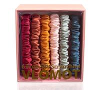 VLOMOT 6 Pcs Set 100% Pure Mulberry Silk Hair Scrunchies Silk Hair Ties with 6 Chic Colors Everyday Skinny Scrunchies Silk Ponytail Holders Hair Care No Damage (Vintage)