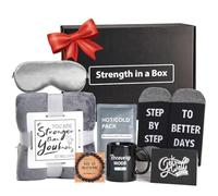 VLOMOT Get Well Soon Gift Basket for Men - Care Package with Plush Blanket, Mug, Socks, Eye Mask, Comfort Pack, Energy Bracelet & Get Well Card