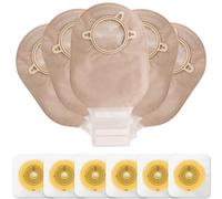 VLOOKUP 21 PCS Colostomy Bags,Ostomy Supplies,Two-Piece Drainable Pouches with Closure for Ileostomy Stoma Care, Cut-to-Fit(15pcs Bags+6pcs Barriers)