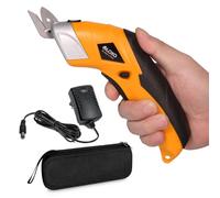 VLOXO Electric Scissors Wireless Cardboard Cutter Electric Fabric Scissors Box Cutter with 2 Blades Rechargeable Powerful Fabric Cutter for Crafts Leather Carboard Carpet Plastic Felt with Case-Yellow