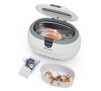 VLOXO Ultrasonic Cleaner,600ML 50W Jewellery Cleaner 3 Mins Auto Timer Silver Cleaner with Cleaning Basket and Watch Holder for Jewelry Silver Rings Necklace Shavers Dentures Glasses Watches