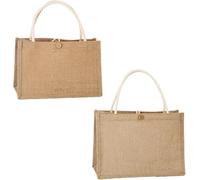 VLQTEUPRD Multi-Purpose Jute Tote Bag - Shopping Bag with Handle, Waterproof, Reusable Tote with Buttons for Shopping, Picnics-2PCS||Large + Extra Large