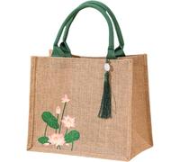 VLQTEUPRD Vintage Jute Tote Bag, Jute Shopping Bag for Crafts, Canvas Tote Bag, Waterproof Jute Bag, Portable, Reusable, for Shopping, Picnics, Gifts-1PC||Small