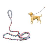 VLQXKDPOI Dog collar,Elastic Leash with Collar Set, Multicolor Braided, 2.62-5.41 Feet Telescopic, High Impact Resistant, for Dogs 33-110 Pounds，The Neck Circumference is 1.64 to