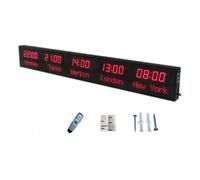 VLQXKDPOI Wall clock,5 City Digital Clock World Time Zone Display, Can Be Changed, The Brightness Be Adjusted in Three Levels, The All-Aluminum Shell(