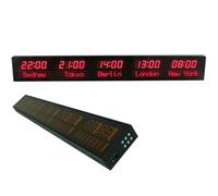 VLQXKDPOI Wall clock,5 Time Zone Digital World Clock, Wall-Mounted Red City with 3-Level Brightness Adjustment, Can Be Changed, Easy to Operate, for Hotels, Airports, Competition Venues(