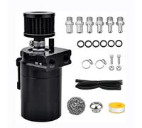 VLRBFDOI Black,Oil Catch Can Tank Kit, with Breather 300Ml Aluminum Polish Engine Air Oil Separator Tank Reservoir, Oil Recovery And Air Intake Can