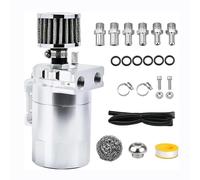 VLRBFDOI Silver,Oil Catch Can Tank Kit, with Breather 300Ml Aluminum Polish Engine Air Oil Separator Tank Reservoir, Oil Recovery And Air Intake Can
