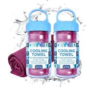 VLSVLS 2pcs Sunny Bee Cooling Towel 30x100 Cm, Stay Cool Ice Towel for Neck Hot Weather, Cool Towel Bottle for Neck, Hot Weather, Gym, Yoga, Golf, Running (2, purple)
