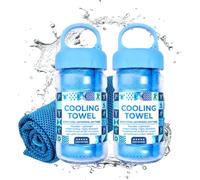 VLSVLS 2pcs Sunny Bee Cooling Towel 30x100 Cm, Stay Cool Ice Towel for Neck Hot Weather, Cool Towel Bottle for Neck, Hot Weather, Gym, Yoga, Golf, Running (2, blue)