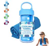 VLSVLS Sunny Bee Cooling Towel 30x100 Cm, Stay Cool Ice Towel for Neck Hot Weather, Cool Towel Bottle for Neck, Hot Weather, Gym, Yoga, Golf, Running (1, blue)