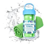 VLSVLS Sunny Bee Cooling Towel 30x100 Cm, Stay Cool Ice Towel for Neck Hot Weather, Cool Towel Bottle for Neck, Hot Weather, Gym, Yoga, Golf, Running (1, green)