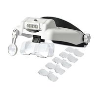 Vludiss Headband Magnifying Glass with Light 1.0X to 14X, Handsfree Head Mount Magnifier, 5 Interchangeable Lenses Visor Headset Loupe Tools for Close Work/Reading/Jewelry/Crafts/Repair