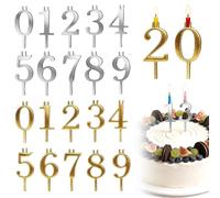 VLUNT 20pcs Reusable Metal Number Candle Holders for Birthday Cakes