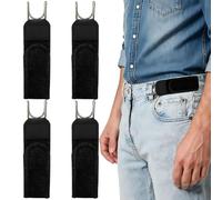 VLUNT 4 PCS No Buckle Belts for Men & Women Adjustable Buckleless Tactical Metal Hook Elastic Work Belt Black Nylon Magic Tape Side Belts for Jeans, Business, Travel & Outdoor