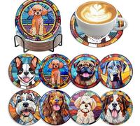 VLUNT 8 Pcs Dogs Diamond Painting Coasters Kits with Holder,Animals Diamond Art Coaster Kits for Adults, Kids, Beginners, Paint with Diamonds Coasters Craft Supplies for Holiday Decor Gifts