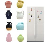 VLUNT 8Pcs Cute Mini Ceramic Vases Magnet for Fridge Magnetic Bud Vases for Refrigerator Tiny 3D Faux Ceramic Flower Magnets for Kitchen Locker Office Decor Funny Gift for Mum