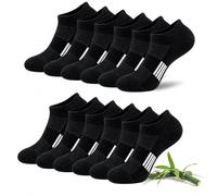 VLUNT Bamboo No Show Trainer Socks for Men & Women 6 Pair Black Low Cut Invisible Socks with Arch Support Men Ladies Breathable Short Socks Summer Soft Thin Men's Ankle Socks Non-Slip