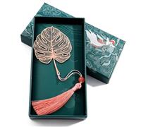 VLUNT Metal Bookmarks with Exquisite Gift Box, Rose Gold Leaf