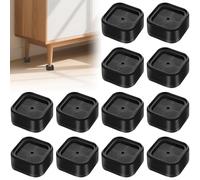 VLUVLA 12 Pack Heavy Duty Adjustable Bed Risers - Stackable Furniture Risers for Bed, Sofa, Table, Chair & Desk - Durable Plastic Bed Raisers for Extra Height, Storage & Stability
