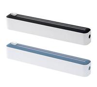 VLUVLA 2Pcs Cling Film Dispenser and Cutter, Magnetic Plastic Wrap & Tin Foil Dispenser, 36.5cm Refillable Wall-Mounted Film Cutter for Cling Film, Foil & Baking Paper (Blue & Black)