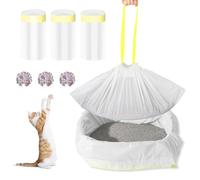 VLUVLA 30Pcs Large Cat Litter Tray Liners, 3 Rolls Drawstring Cat Litter Bags Liners, Heavy Duty, Leak-Proof, Scratch Resistant Litter Tray Liners for Cats, 94x45cm