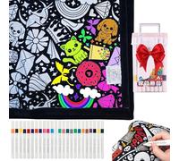 VLUVLA DIY Coloring Blanket, DIY Color Your Own 50×60 Inch with 24 Pens, Creative Personalized Fuzzy Velvet Washable,Creative Personalized Art Project for Home Bedroom Decor