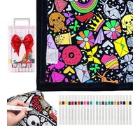VLUVLA DIY Colouring Blanket for Adults & Kids - Washable Colouring Blanket