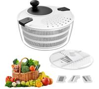 VLUVLA Salad Spinner Salad Washer and Spinner, Fruits & Herb Lettuce Dryer with Vegetable Washing Basket and Serving Bowl, Fast Drying, anual Salad Washer for Kitchen
