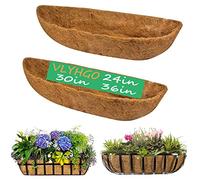 VLYHGO Coco Liner 36 Inch Wall Trough Window Box Liner for Wall Mounted Planters Flower Basket, 100% Natural Coconut Fiber Coco Liner (2 PCS)