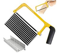 VLYX 12-Piece Hacksaw Kit with Miter Box & 10 Bi-Metal Blades - Adjustable Hand Saw for Cutting Pipe/PVC/Tile/Metal, Repair & DIY