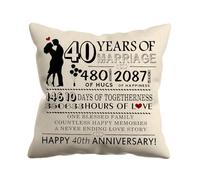 VLYX 40th Wedding Anniversary Cushion Cover, Gift for Wife or Husband, 40 Years of Marriage Keepsake, Elegant 45x45cm Pillow Case (40 Years of Marriage)