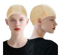 VLYX Adjustable Wig Grip Cap with Non-Slip Band - 4x5 Wider Transparent Lace for Glueless Lace Front Wigs, Breathable Wig Cap (Beige)