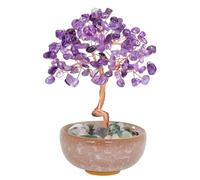 VLYX Amethyst Crystal Tree of Life - Handmade Rose Quartz Natural Gemstone Decorative Tree for Room Decor, Calming Zen Gift for Women