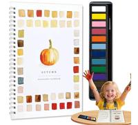 VLYX Art Paper Watercolor Workbook Kit - 12-Color Beginner-Friendly Painting Set with Autumn-Themed Watercolor Guide Books for Adults, Teens, and Kids