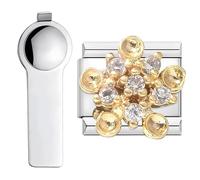 VLYX Bracelet Charms Gold Link Pieces with Tool, Compatible with 9mm Italian Chains
