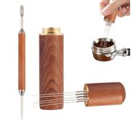 VLYX Espresso Distribution Tool & WDT Tool with Natural Rosewood Handle | Replaceable 5 Needles Stirrer | Barista Coffee Accessories, with A Double-Ended Coffee Needle