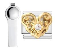 VLYX Italian Link Bracelet Gold Charms, Personalizable Design with Tool for 9mm Chains