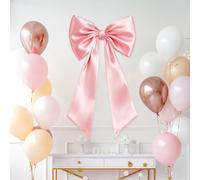 VLYX Large Pink Satin Bow, Giant Ribbon Wall Decor for Wedding Christmas Birthday Party Backdrop and Room Accessories