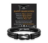 VLYX Men's Leather Graduation Bracelet - Infinite Design - Gift for Him, Son, Nephew, Boyfriend, Husband, Brother, Friend - 2025 Graduation Present
