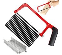 VLYX Metal Hacksaw Kit 12 PCS with Miter Box & 10 Bi-Metal Blades, Adjustable Frame Hand Saw for Cutting PVC, Tile, Repair & DIY - Hand Tools